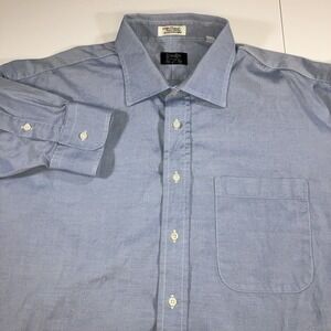 Gitman Bros Dress Shirt Mens 18.5 33 Blue 2x2 Pinpoint Oxford L/S Button Up